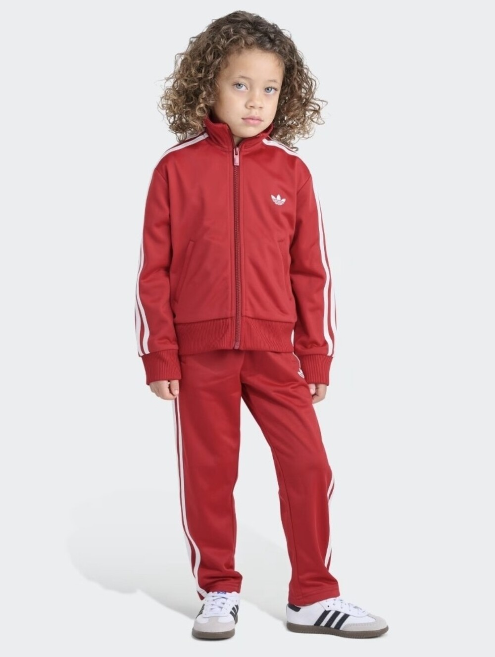 adidas Red Youth 3-Stripe Track Jacket & Pants Set